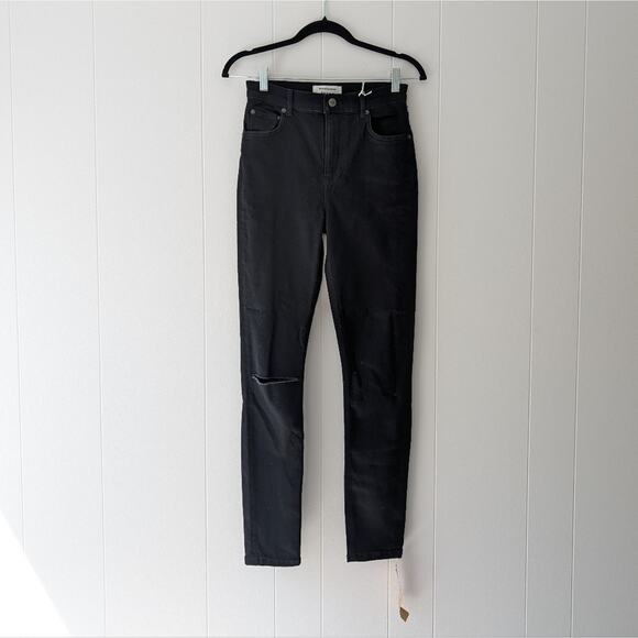 NWT Reformation High Skinny Faded Black Destroyed Distressed Knee Jeans, size 26 - Picture 1 of 9